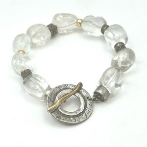 Silpada Retired B1199 Sterling Silver & Crystal Nugget Toggle Bracelet